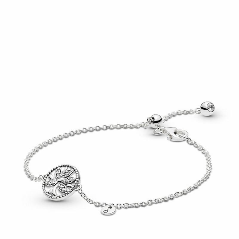 Pandora Tree Of Life Bracelet Ireland - Sterling Silver/Enamel/White/Cubic Zirconia - 631874XGL